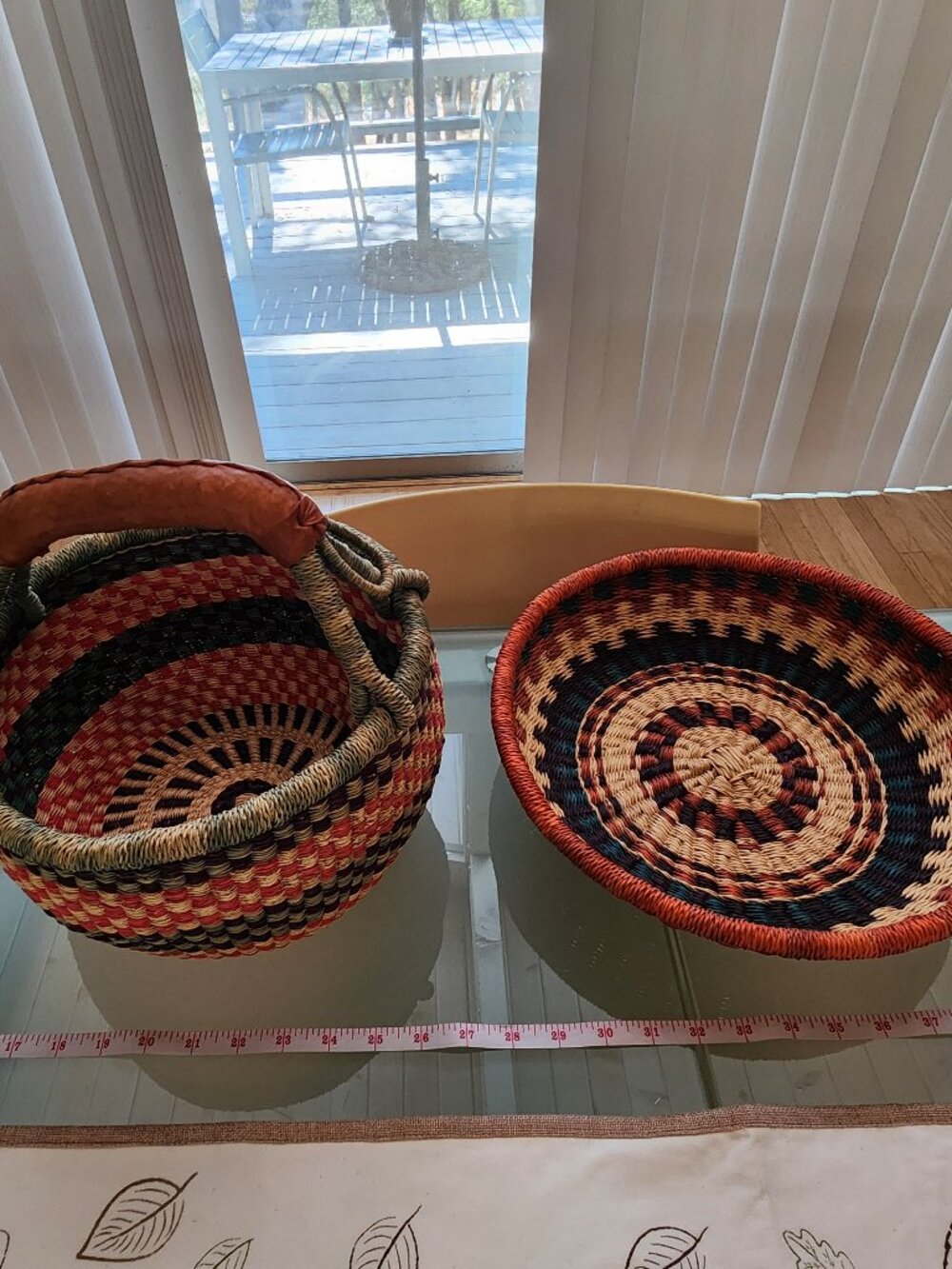 AUTHENTIC African Market Baskets and Unique Owl Table Runner